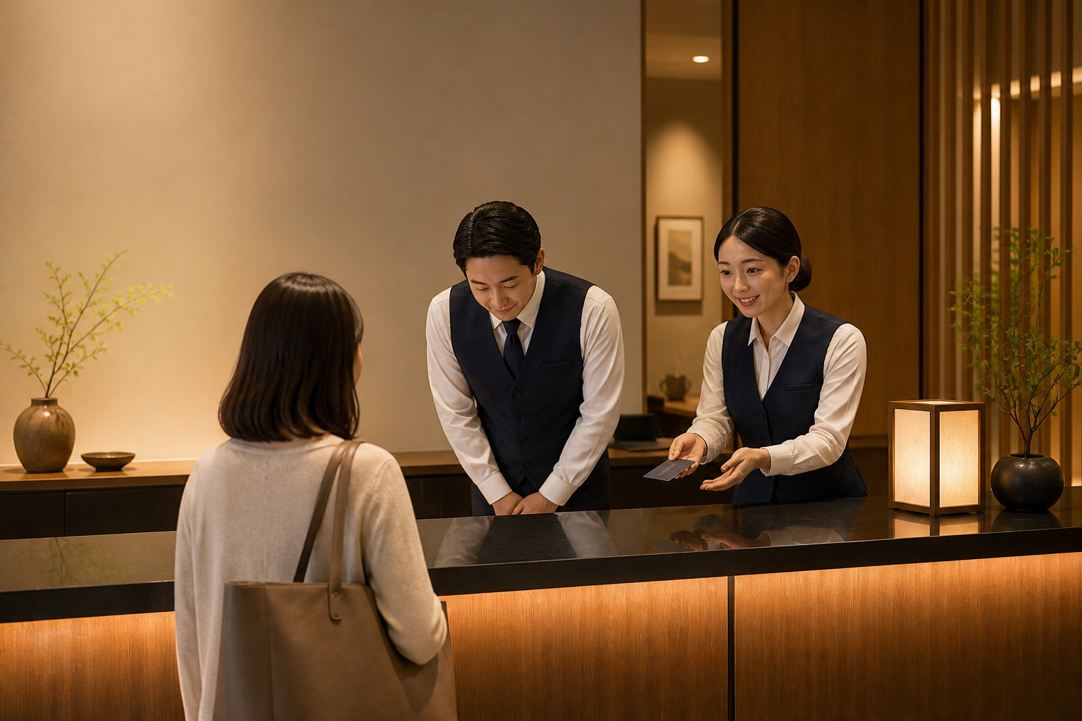 お客様を落ち着いて迎えるホテルスタッフの様子